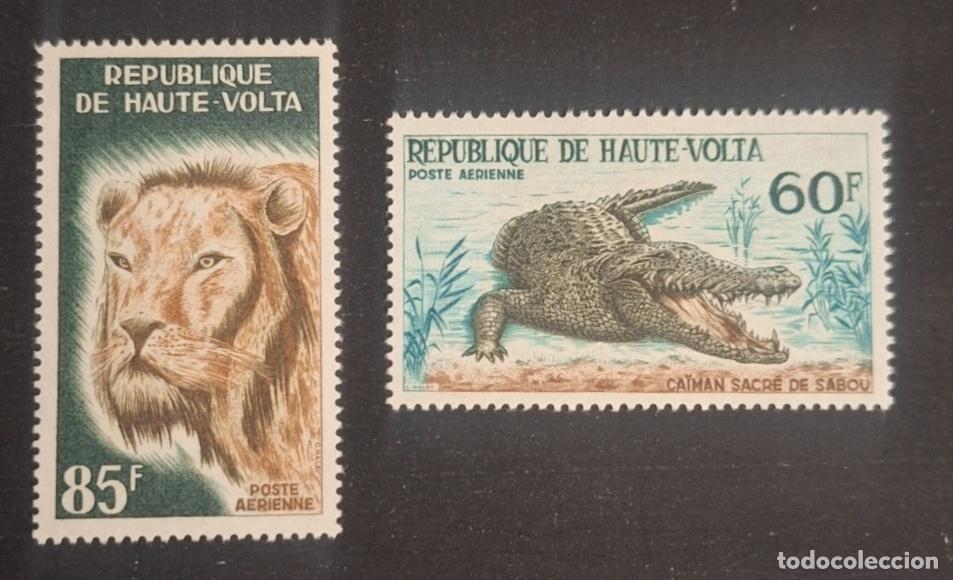 Briefmarken: Alto Volta 1965 Mi. 170-171 correo a&eacute;reo le&oacute;n caim&aacute;n Sabou fauna