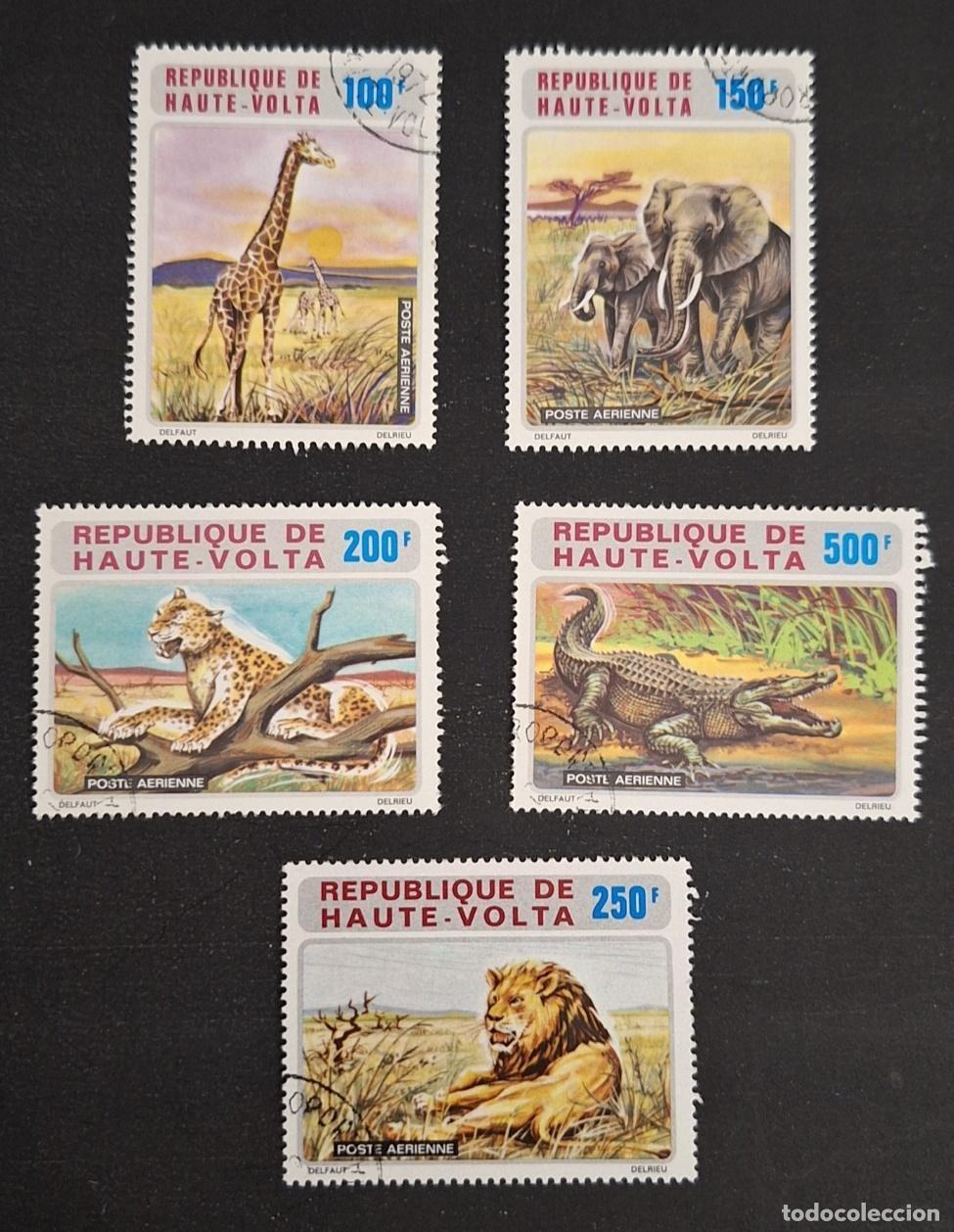 Briefmarken: Alto Volta 1972 Mi. 446-450 ob. fauna jirafa elefante leopardo le&oacute;n