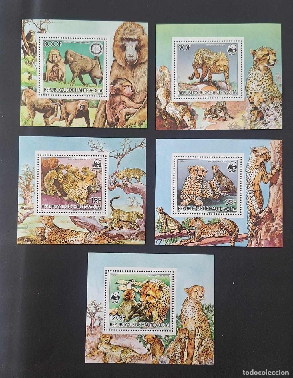 Sellos: Alto Volta 1984 Mi. 957-960 Bl. guepardos babuinos WWF fauna &Aacute;frica