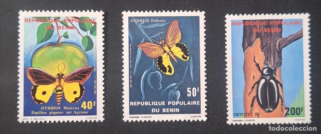Sellos: Ben&iacute;n 1980 Mi. 244-246 insectos mariposas Othreis Oryctes cole&oacute;ptero