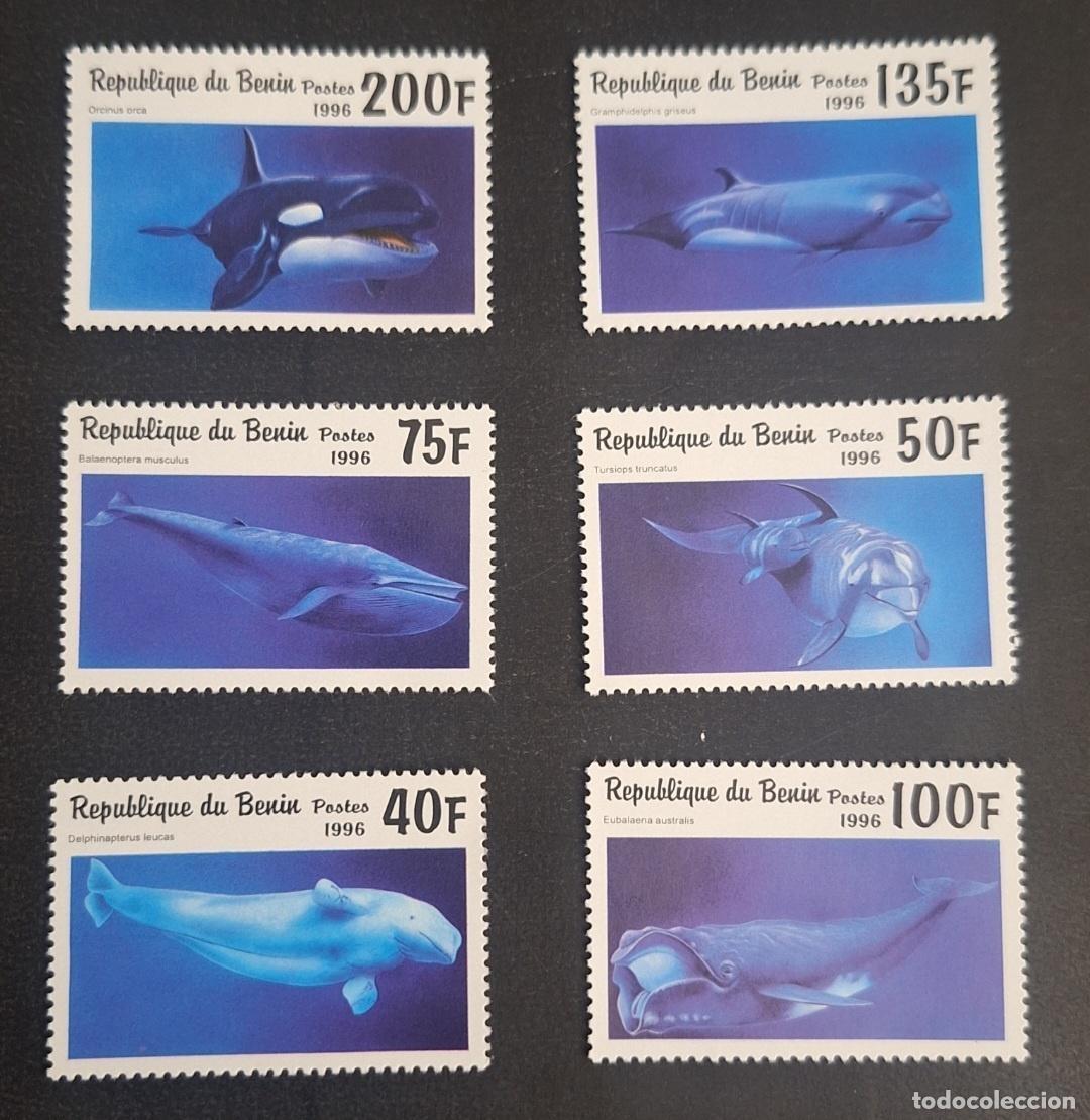 Stamps: Ben&iacute;n 1996 Mi. 862-867 ballenas delfines orca beluga cet&aacute;ceos fauna