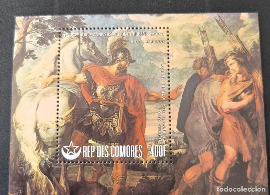 Sellos: Comoras 1977 Mi. Bl. 156 Rubens pintura Decius Mus lictores caballo