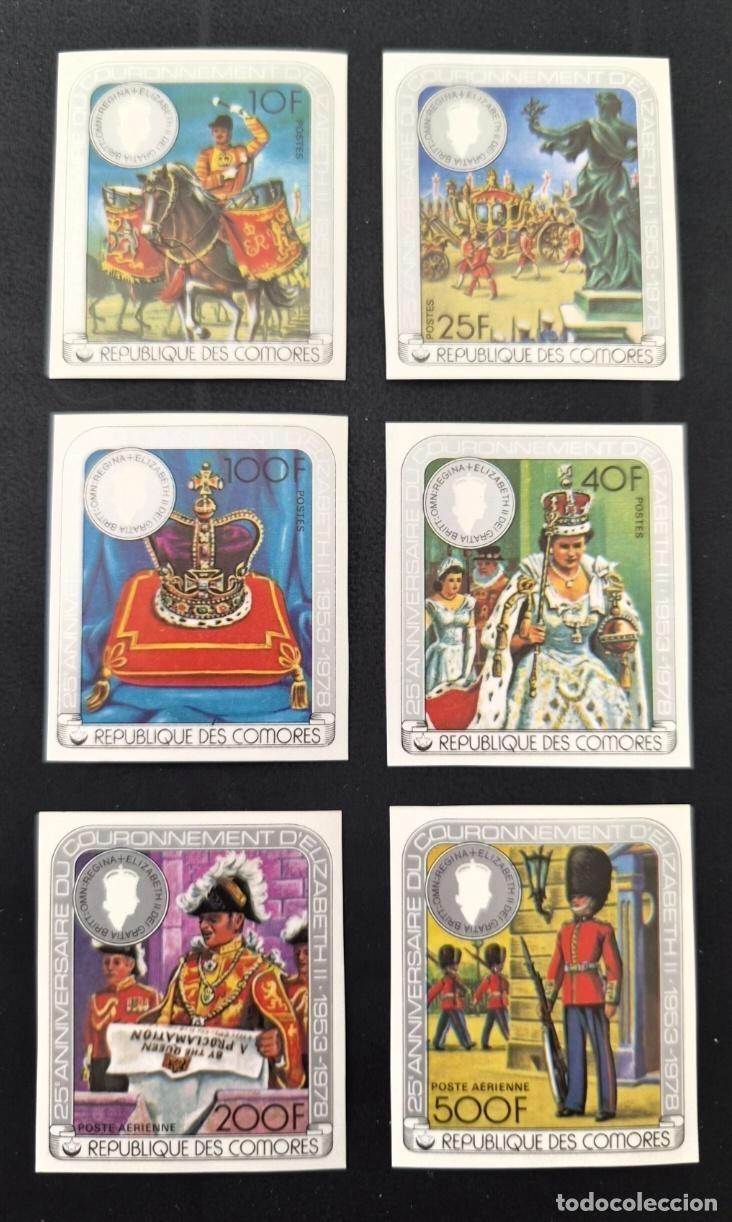 Sellos: Comoras 1978 Mi. 407-412 ND coronaci&oacute;n Isabel II realeza