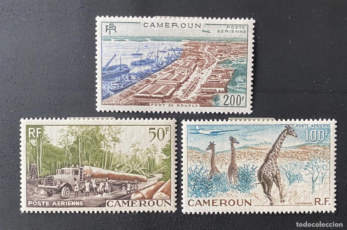 Sellos: Camer&uacute;n 1955 Mi. 309-314 correo a&eacute;reo Douala jirafas troncos
