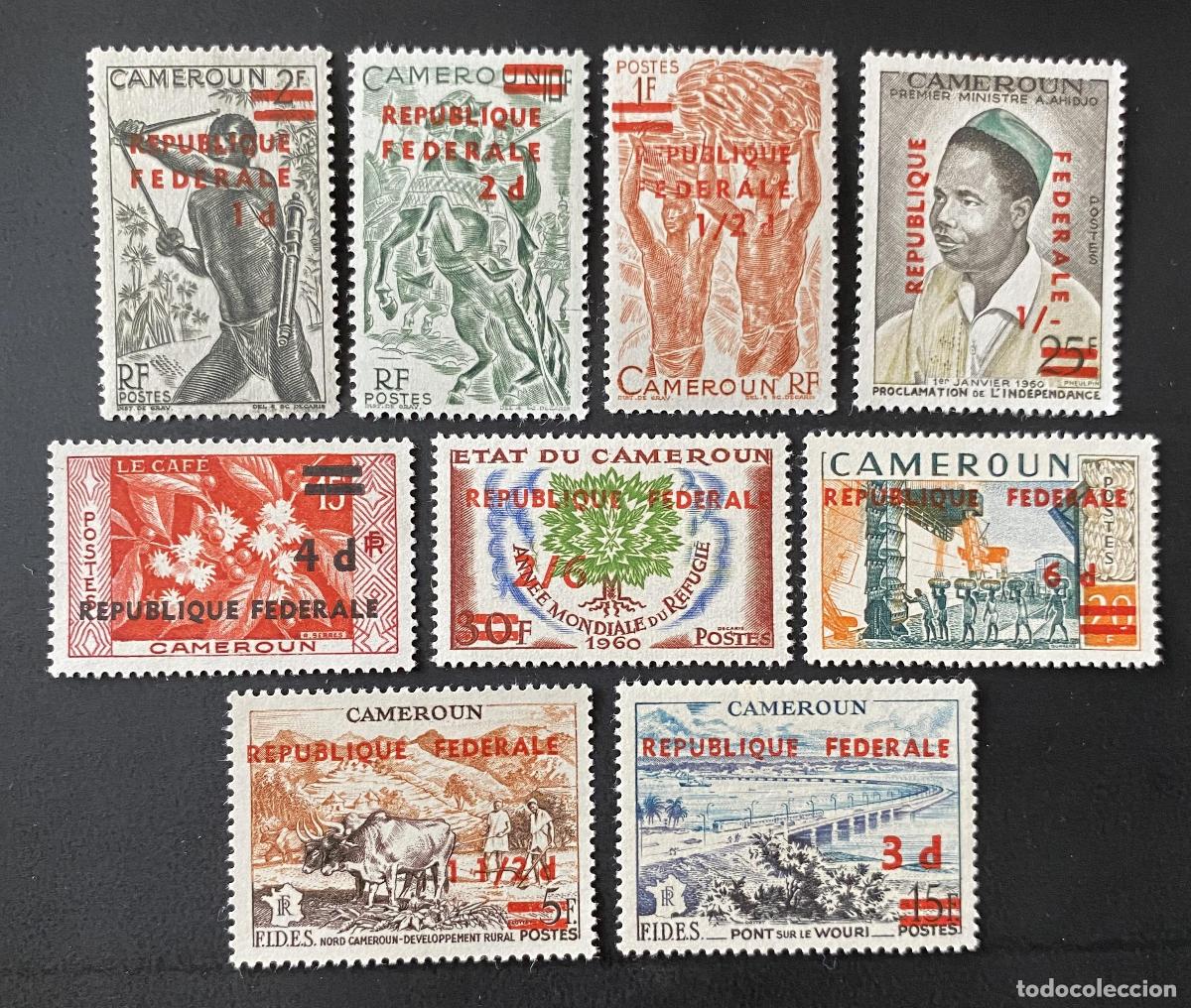 Sellos: Camer&uacute;n 1960 sobrecargado Rep&uacute;blica Federal caf&eacute; puente