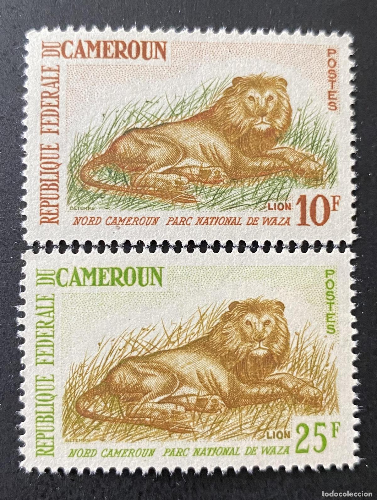 Sellos: Camer&uacute;n 1964 Mi. 403-404 le&oacute;n parque nacional Waza fauna salvaje &Aacute;frica