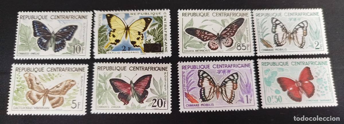 Sellos: Centro&aacute;frica 1960 Mi. 4-11 mariposas Charaxes Papilio Cymothoe fauna