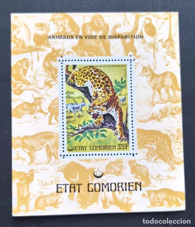 Selos: Comoras 1977 Mi. Bl. 72 Animales en peligro de extinci&oacute;n leopardo fauna