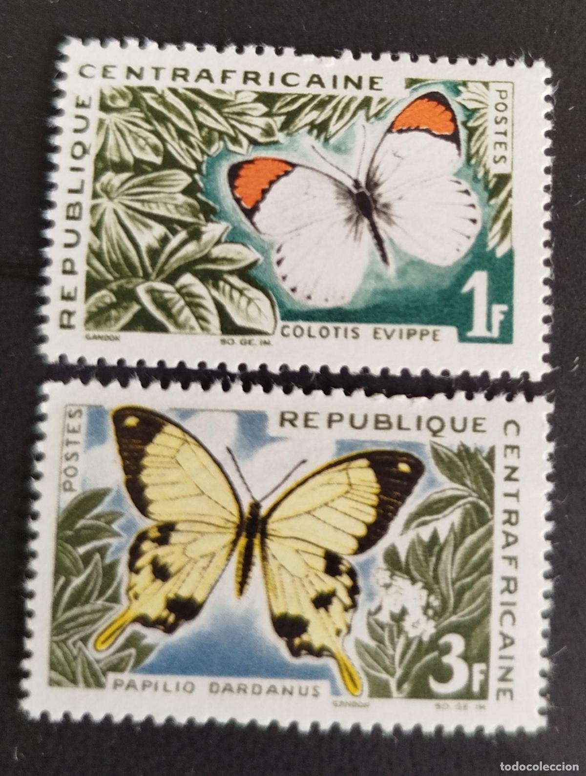 Sellos: Centro&aacute;frica 1963 Mi. 42-45 mariposas Colotis Evippe Papilio Dardanus