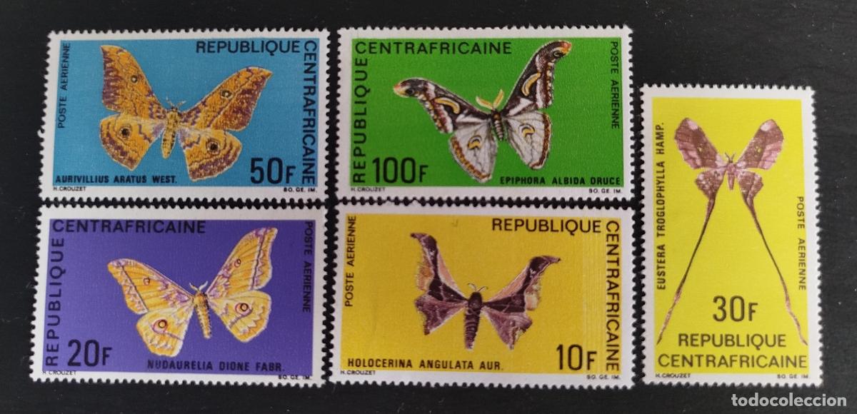 Sellos: Centro&aacute;frica 1969 Mi. 183-187 mariposas correo a&eacute;reo insectos