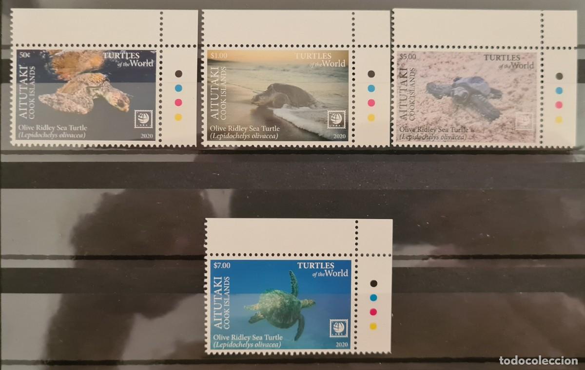 Sellos: Serie completa de sellos nuevos de Aitutaki 2020. Fauna marina: tortugas del mundo (I)