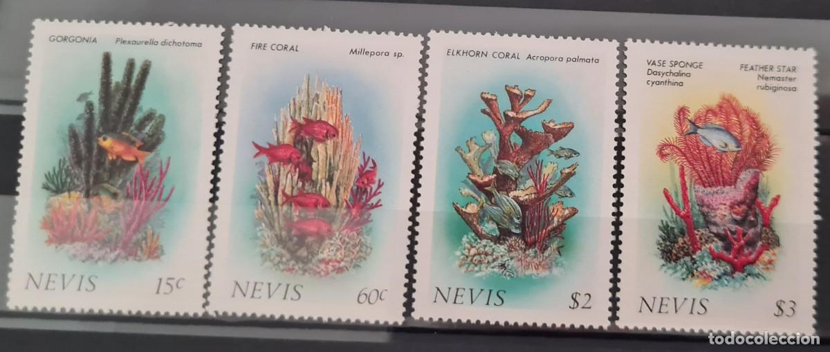 Sellos: Serie completa de sellos nuevos de la isla Nieves 1983: Card&uacute;menes de peces y corales
