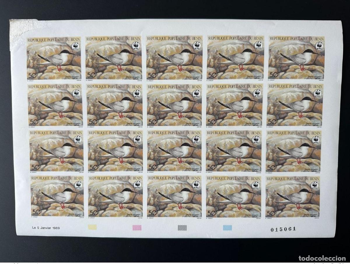 Sellos: Ben&iacute;n 1989 Mi. 478 Plank ND WWF Panda Sterna Dougallii Bird Vogel Board