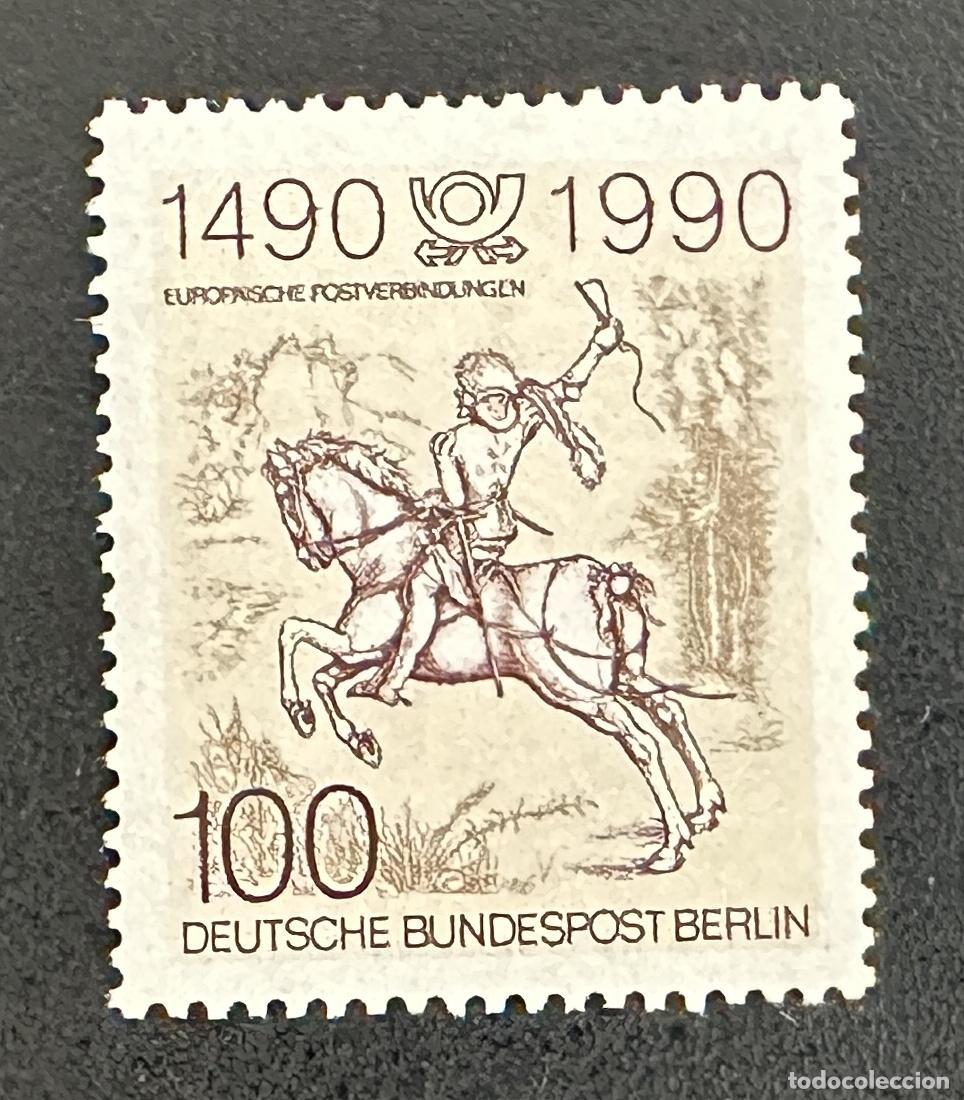 Selos: Alemania Berl&iacute;n 1990 Mi. 860 emisi&oacute;n conjunta jinete postal caballo