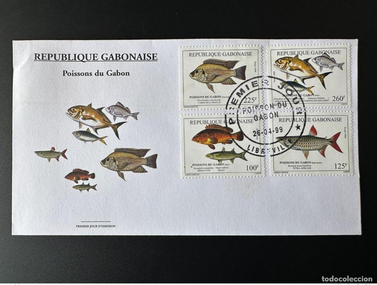 Sellos: Gab&oacute;n 1999 FDC 1st day Mi. 1480-1483 Pescado fauna &iexcl;RARA!