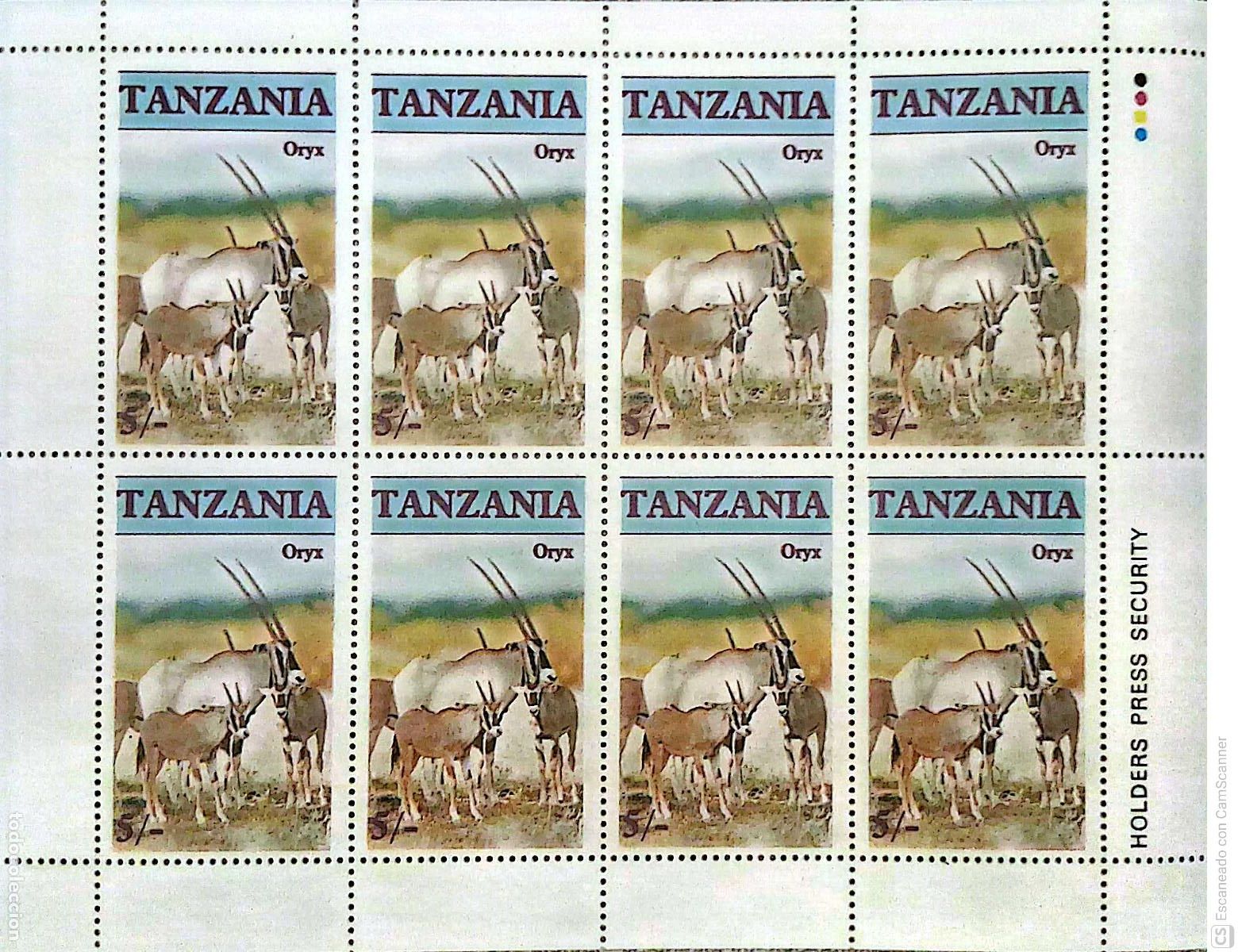 Sellos: Tanzania. 285 Fauna. Animales en peligro de extinci&oacute;n: Oryx, en MH. 1986. Sellos nuevos y numeraci