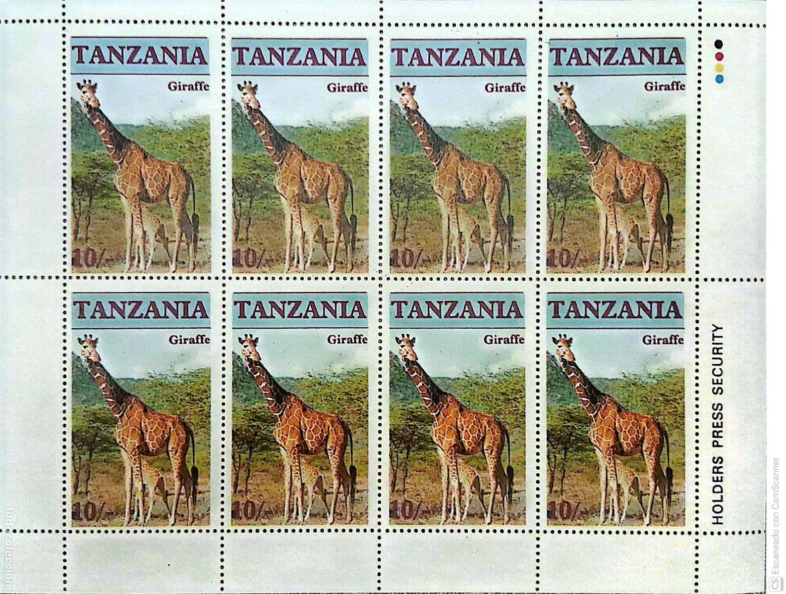 Sellos: Tanzania. 286 Fauna. Animales en peligro de extinci&oacute;n: Jirafa, en MH. 1986. Sellos nuevos y numera