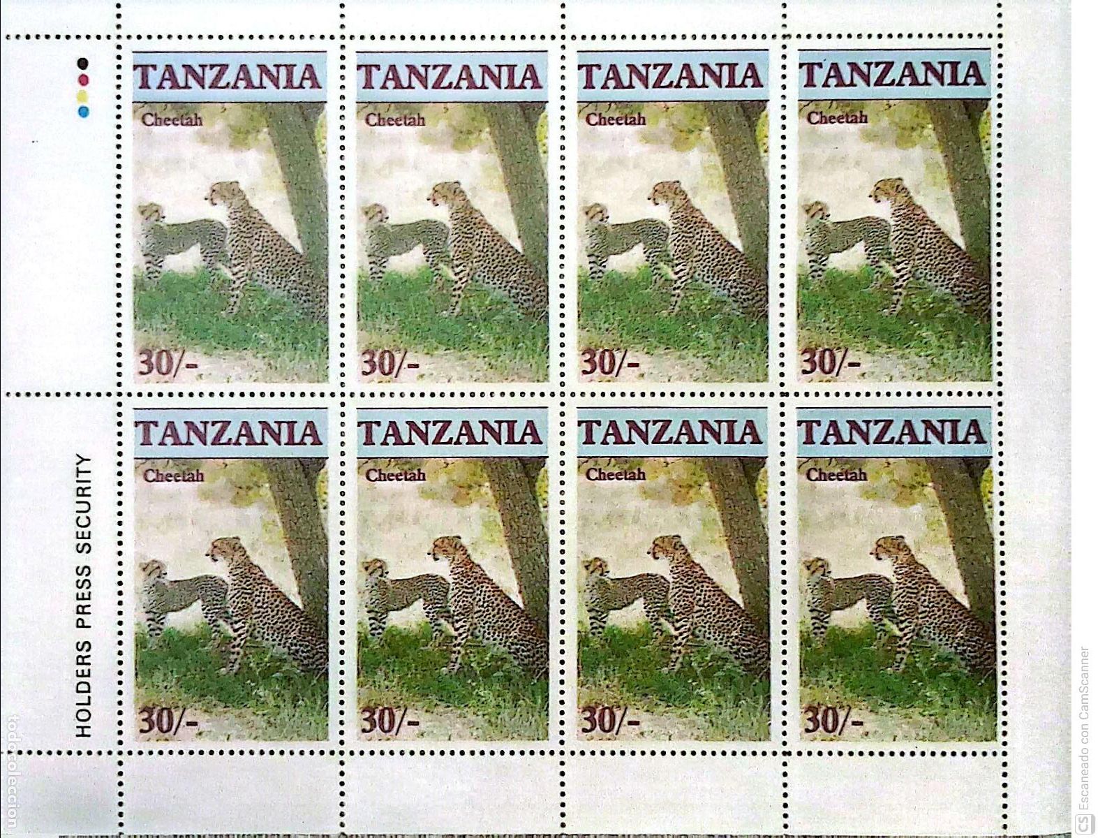 Sellos: Tanzania. 288 Fauna. Animales en peligro de extinci&oacute;n: Guepardo, en MH. 1986. Sellos nuevos y nume