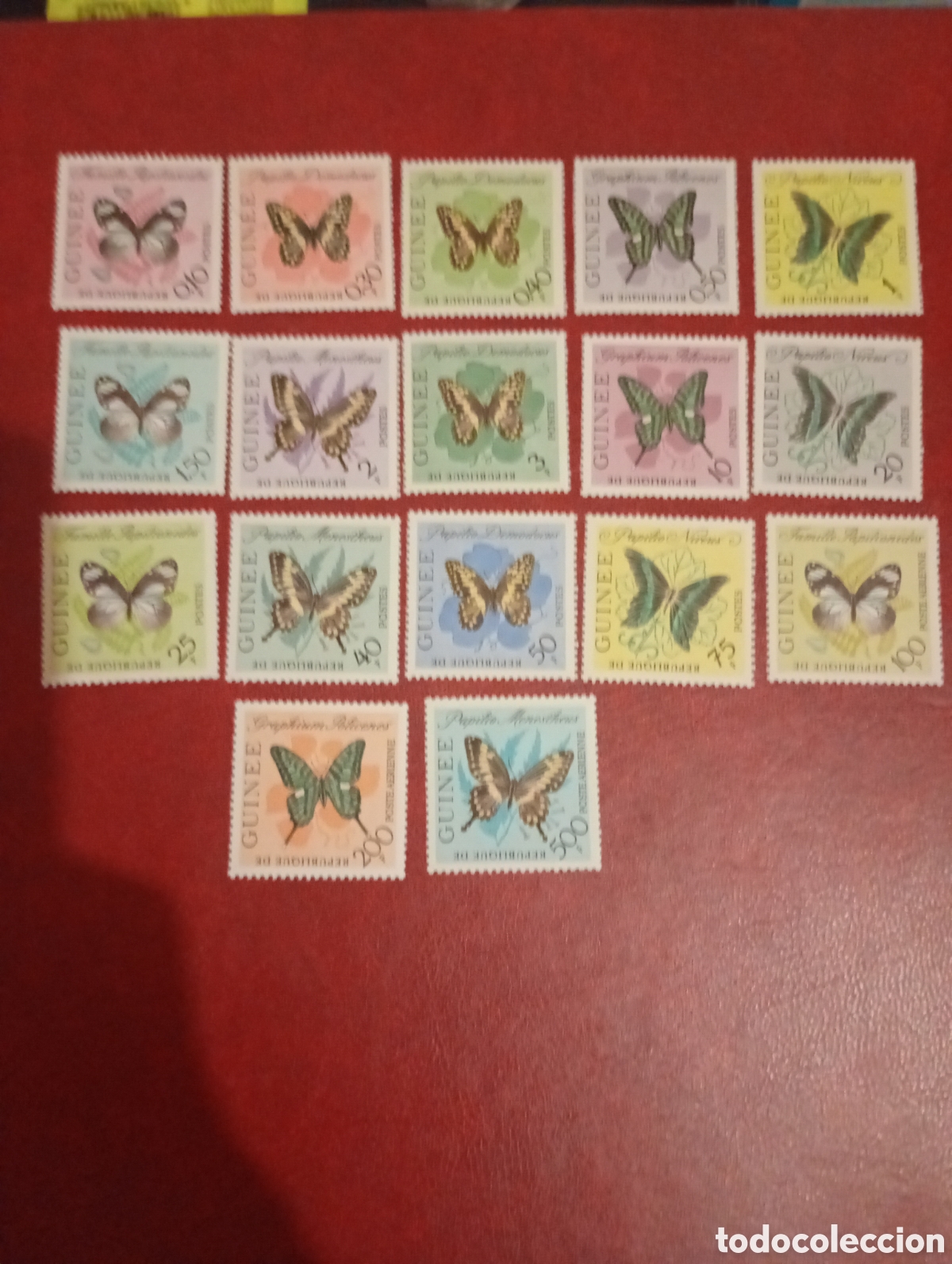 Sellos: Guinea mariposas Scott 291-304 C47-C49 Completa