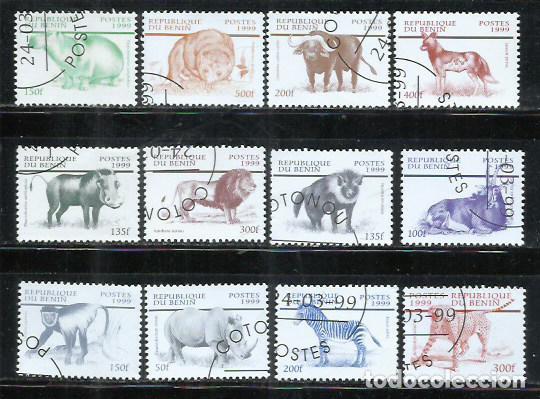 Sellos: 725-SERIE 12 VALORES BENIN DAHOMEY A&Ntilde;O 1999 FAUNA SALVAJE. ANIMALES