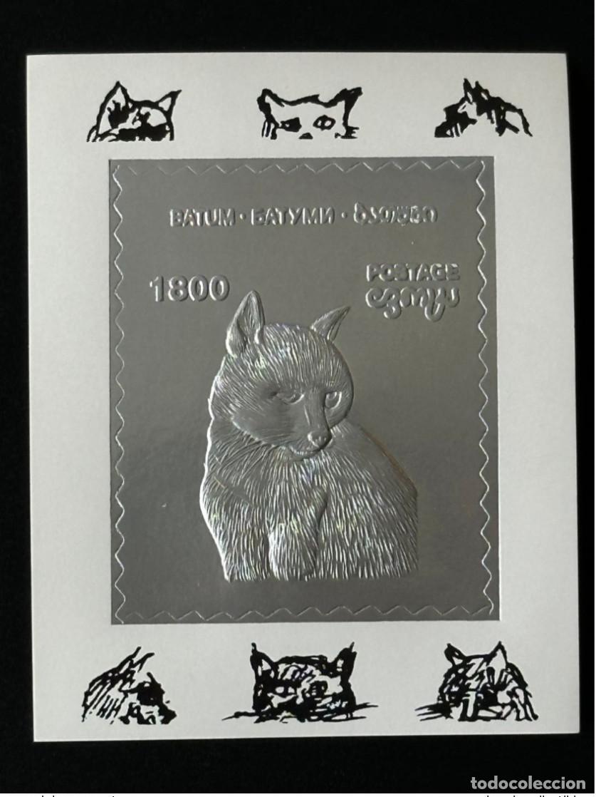 Sellos: Batum Georgie Private Issue S/S Block Cat (II) animal nivel plateado y