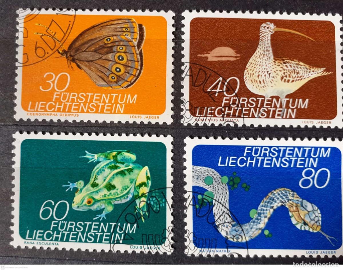 Sellos: LIECHTENSTEIN n&deg; 538/541&deg; Fauna. Serie completa