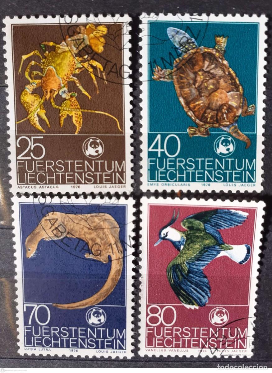 Sellos: LIECHTENSTEIN n&deg; 587/590&deg; Fauna. Serie completa