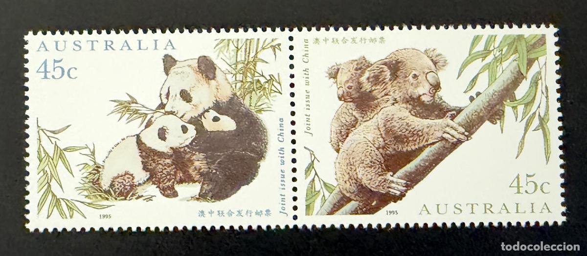Sellos: Australia 1995 Mi. 1497-1498 emisi&oacute;n conjunta China panda koala fauna