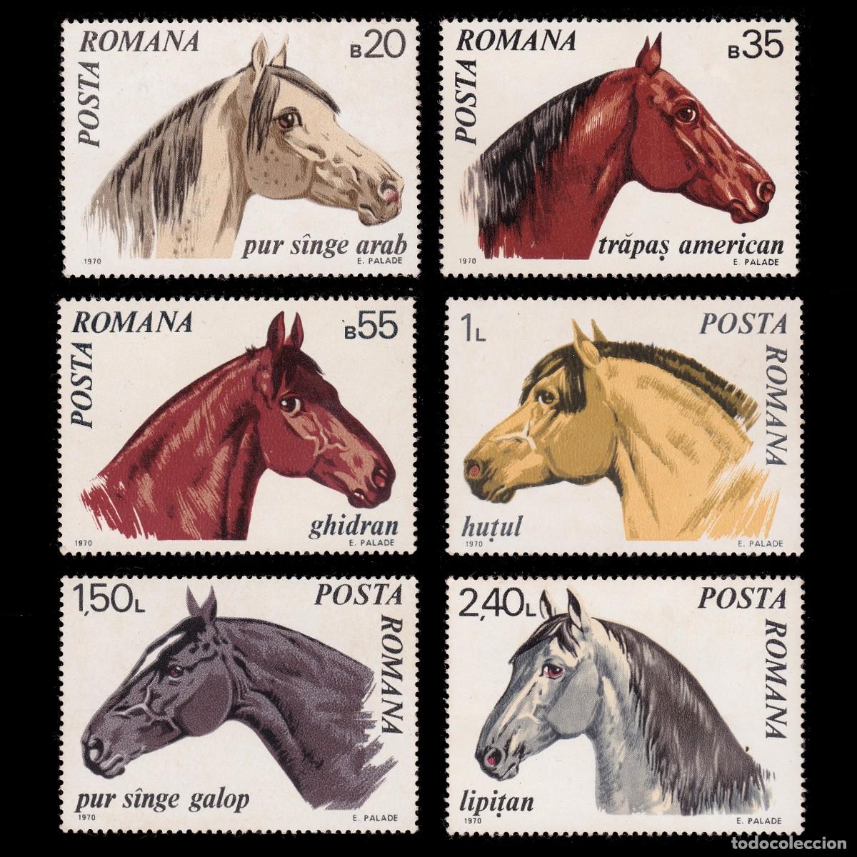 Sellos: ROMANIA. 1970. HORSES. SCOTT 2209- 2214 MNH + GIFT