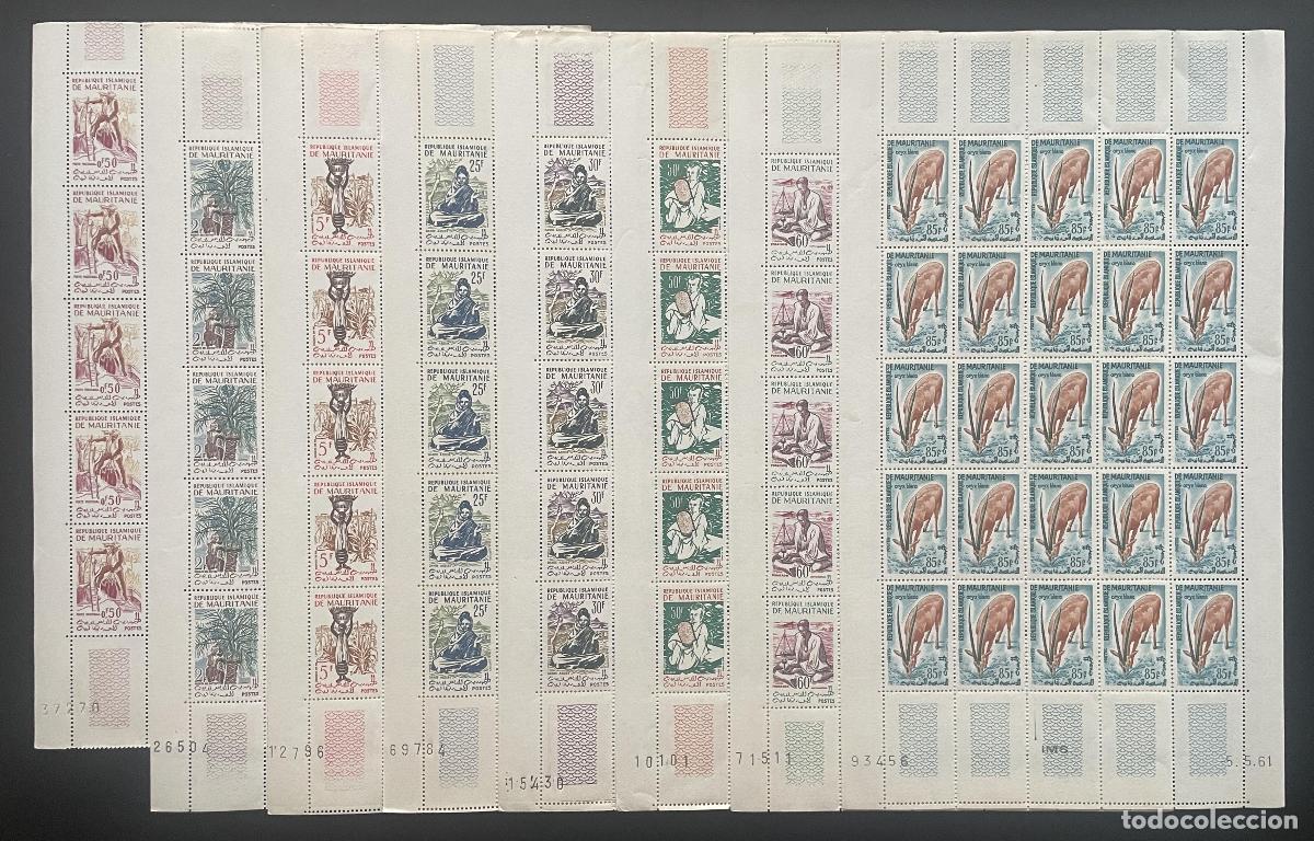 Sellos: Mauritania 1960-1961 YT 140/142-153 plancha fauna mufl&oacute;n f&eacute;nec artesan&iacute;a