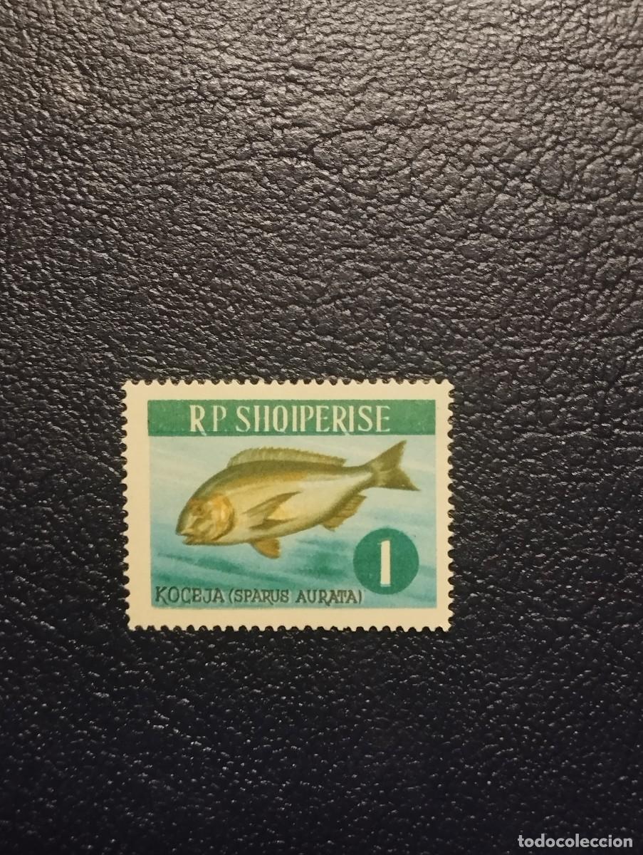 Sellos: 3.10/ Albania.1965. Fauna marina. 1L. Sello suelto en nuevo
