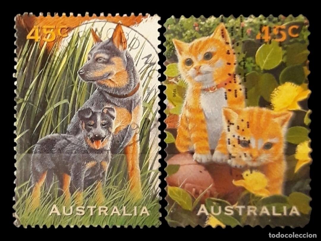 Sellos: AUSTRALIA 1996 PERROS Y GATOS. USADO.