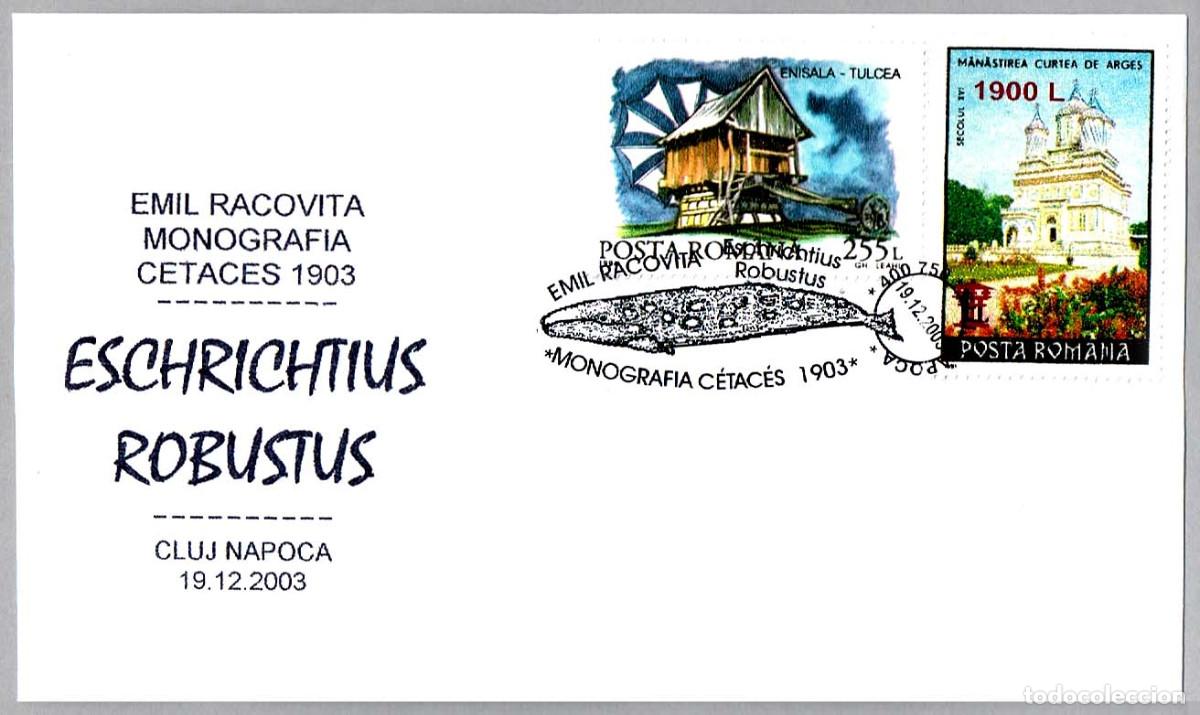 Sellos: Matasellos FAUNA - BALLENA GRIS - ESCHRICHTIUS ROBUSTUS. Cluj Napoca, Rumania, 2003