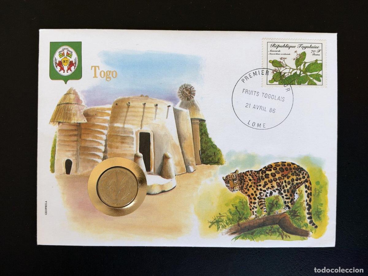 Sellos: Togo sobre numism&aacute;tico primer d&iacute;a 1986 Frutas Togolesas Lom&eacute;