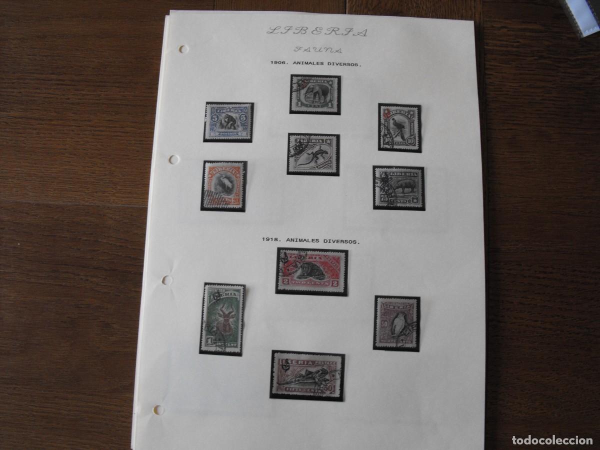 Briefmarken: Sellos de fauna. Africa. Liberia. Series usadas. Montadas en filoestuche.