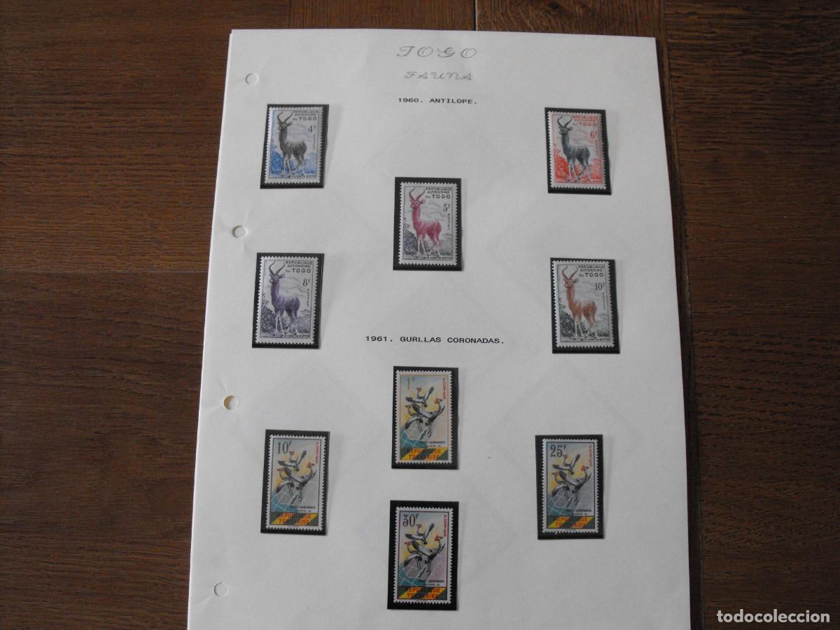 Sellos: Sellos de fauna. Africa. Togo. Series nuevas y usadas. Montadas en filoestuche.
