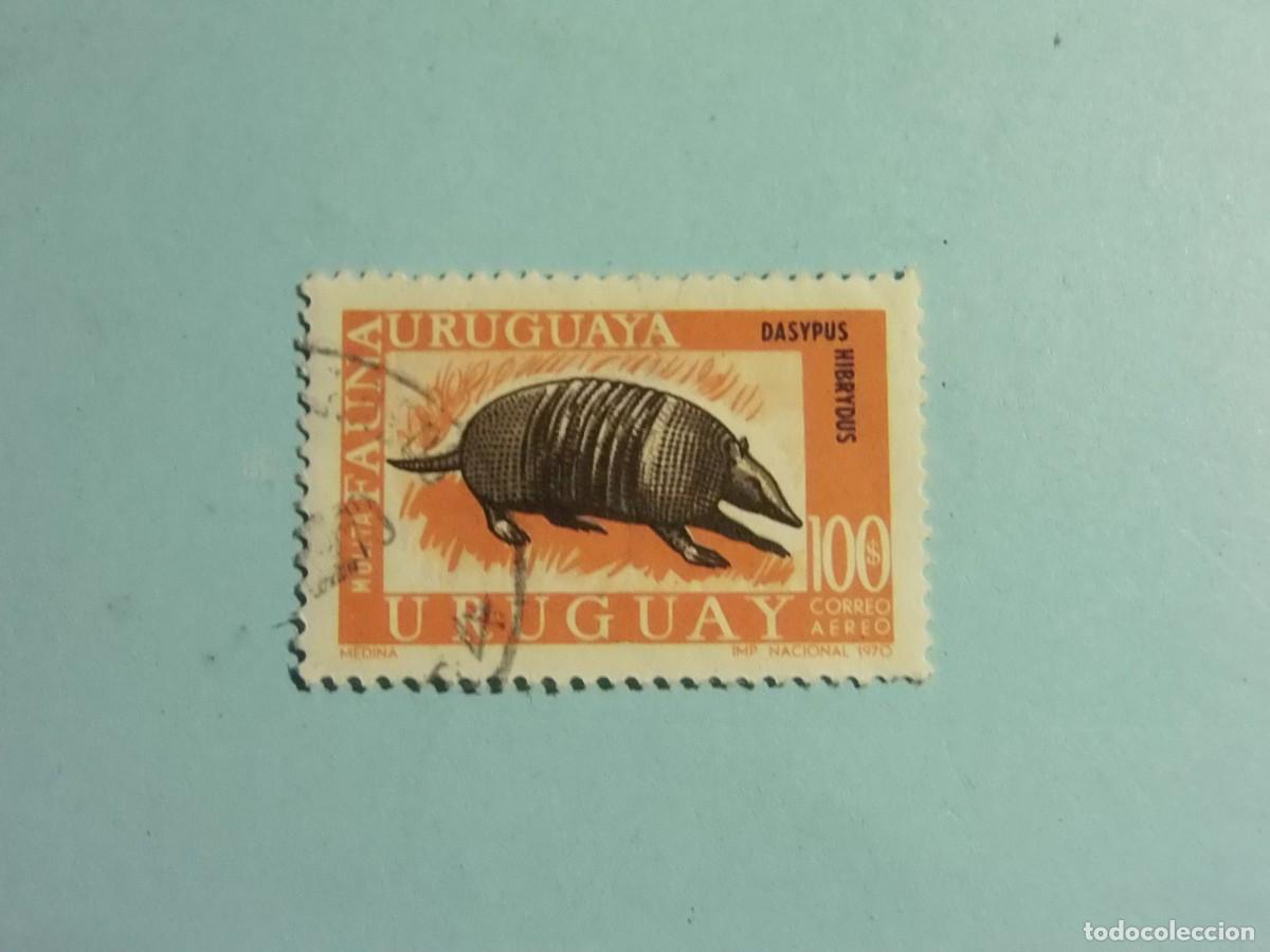 Sellos: URUGUAY 1970 - FAUNA - MULITA, ARMADILLO DE HOCICO LARGO.