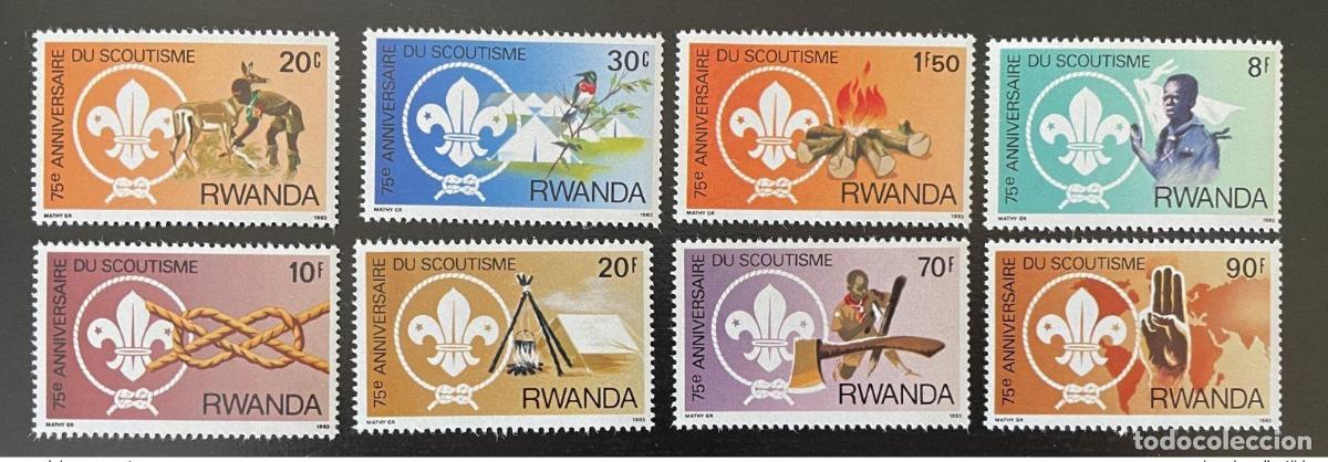 Sellos: Ruanda 1983 Mi. 1206 - 1213 75 a&ntilde;os Scouts Pfadfinder 8 val. 5 MNH