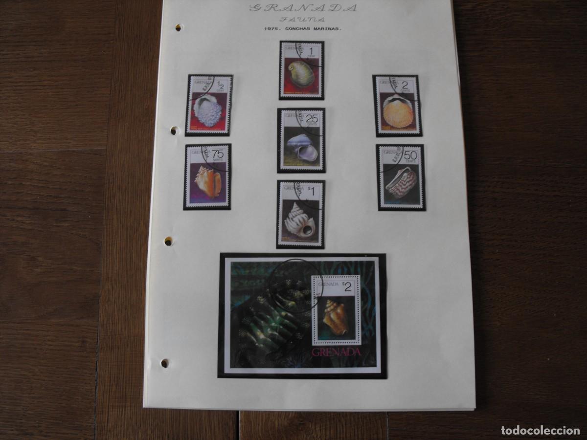 Briefmarken: Sellos de fauna. America. Granada. Series nuevas y usadas. Montadas en filoestuche.