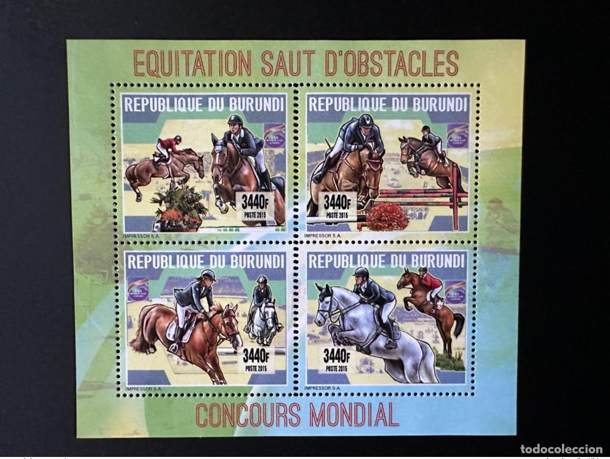 Timbres: Burundi 2015/2016 Mi. 3598 - 3601 Espect&aacute;culo de equitaci&oacute;n Jumping Horse CSI