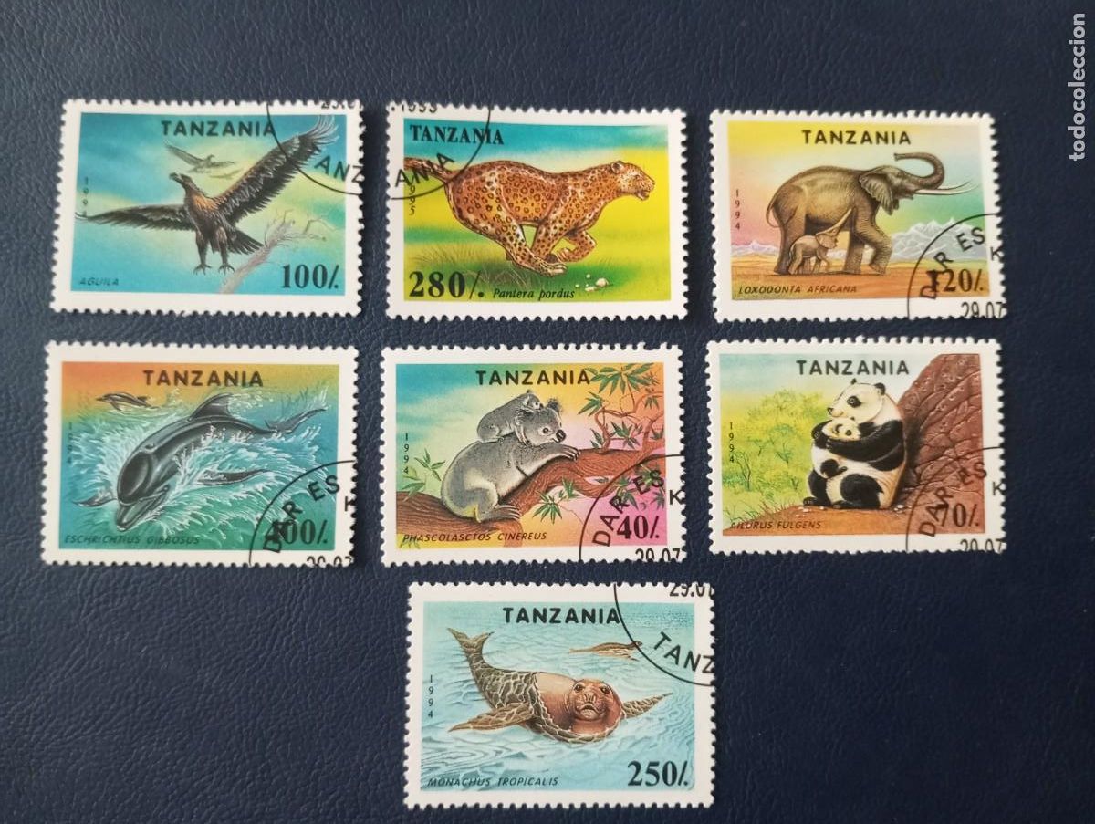Timbres: FAUNA ,ANIMALES EN PELIGRO DE EXTINCI&Oacute;N, SELLOS DE TANZANIA, 1994,5