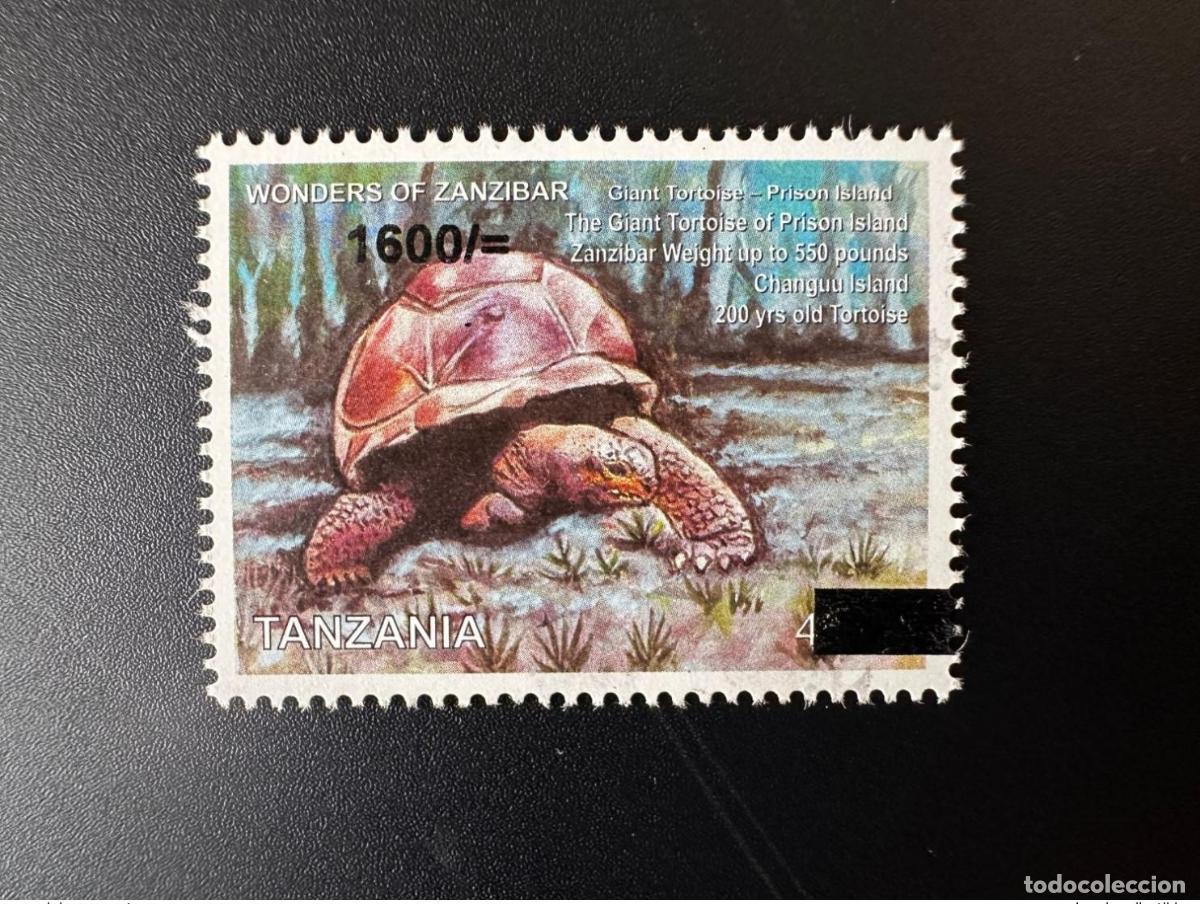 Timbres: Tanzania 2017 Mi. E 5314 Sobreimpresi&oacute;n: tortuga gigante maravilla Zanz&iacute;bar