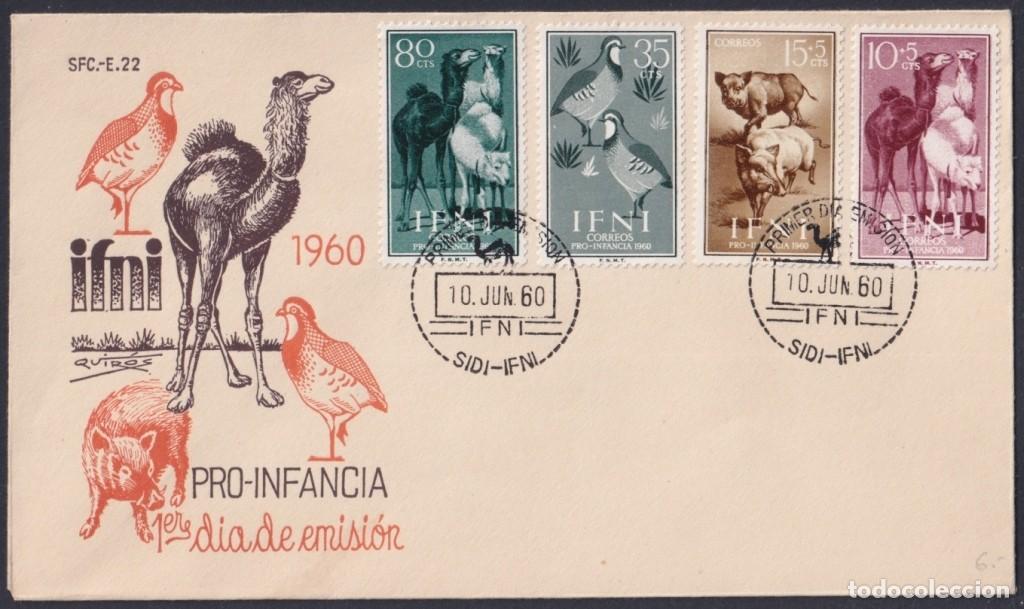 Sellos: F-EX64126 SIDI IFNI MOROCCO 1960 FDC PRO CHILDREN FAUNA CAMEL BIRD WILD PIG.