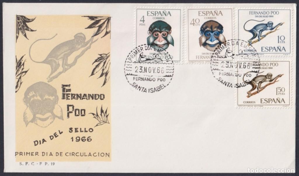 Sellos: F-EX64141 FERNANDO POO 1966 FDC STAMPS DAY FAUNA MONKEY PRIMATES MONOS.