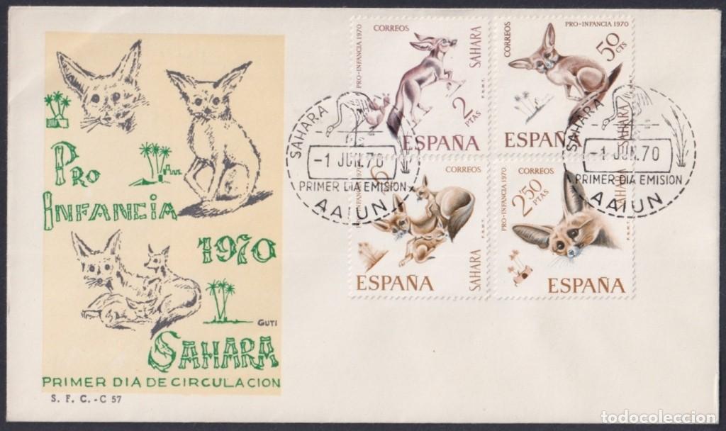 Sellos: F-EX64108 SPANISH SAHARA 1970 FDC PRO CHILDREN FAUNA DESERT FENEC FOX.