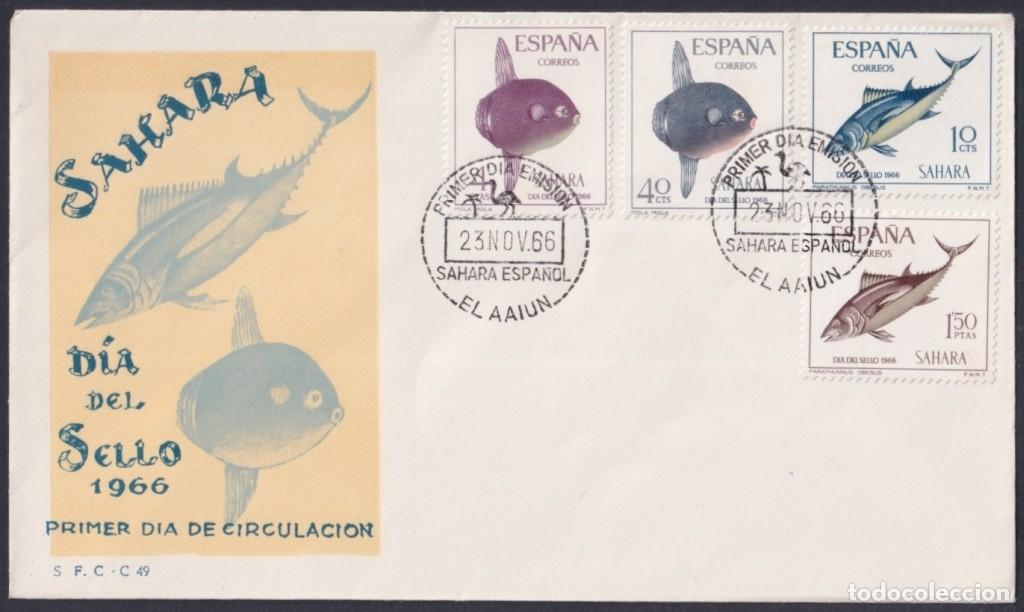 Stamps: F-EX64104 SPANISH SAHARA 1966 FDC STAMPS DAY FAUNA MARINE WILDLIFE FISH PECES.