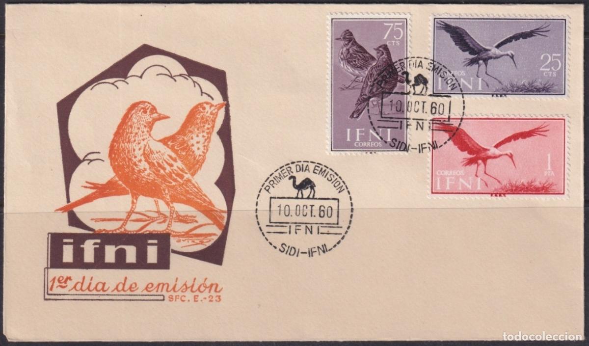 Stamps: F-EX64418 SPAIN IFNI MOROCCO 1960 FDC STAMPS DAY FAUNA BIRD AVES PAJAROS.