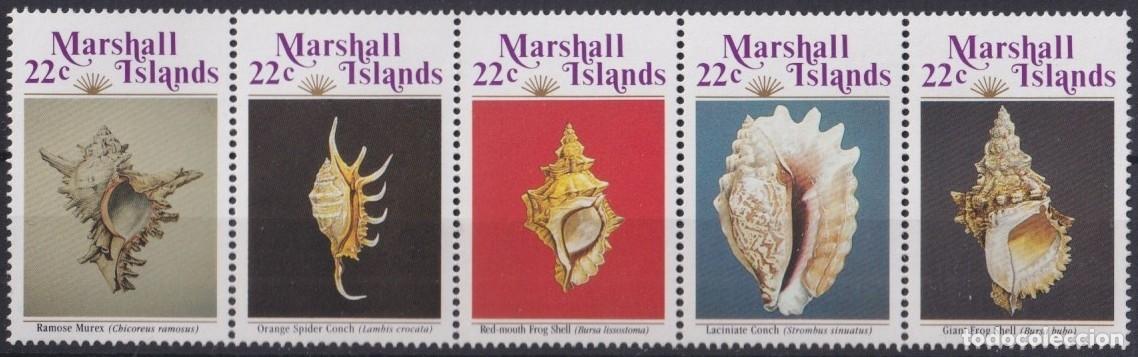 Stamps: F-EX64502 MARSHALL IS MNH 1985 SEA MARINE WILDLIFE REEF CORAL SHELL.