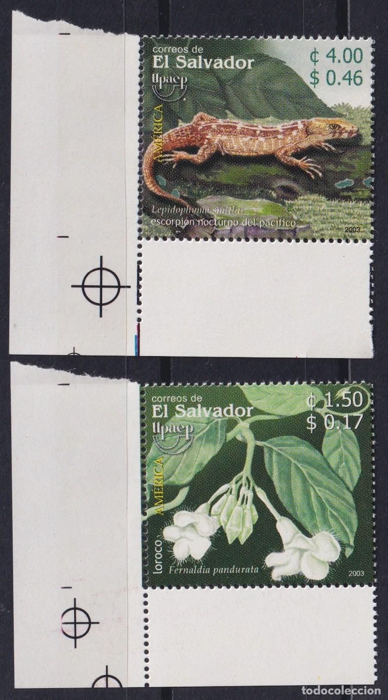 Sellos: F-EX65823 EL SALVADOR MNH 2003 UPAEP FAUNA & TREE PLANTS REPTILS LIZARD.