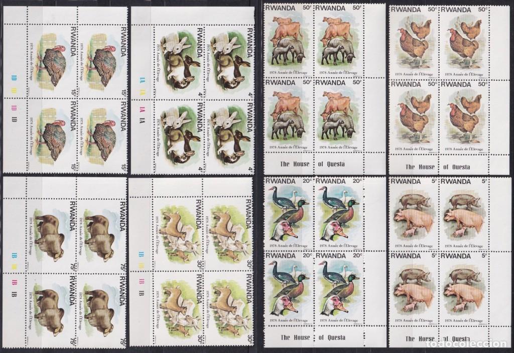 Briefmarken: F-EX63565 RWANDA MNH 1978 BLOCK 4 DOMESTIC FAUNA CHICKEN BIRD RABBIT DUCK CAO.
